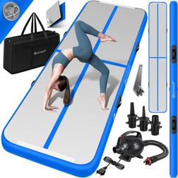 Kesser Gymnastikmatta, uppblåsbar Airtrack, fitnessmatta bärväska och elektrisk luftpump yogamatta tumbling-mattor, träningsmatta sportmatta yoga, gym och fitness, 600 x 100 x 10