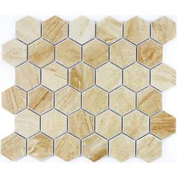 Mosaik-Netzwerk Mosaik Hexagon Travertin Beige 32.5 x 28.1 cm