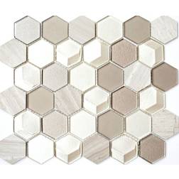 Glasmosaik naturstein mosaikfliese hexagon 3d schlamm cream wb11d-44 cream 30x30cm