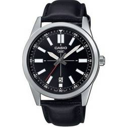 Casio mtp-vd02l-1e black leather analog minimalist design