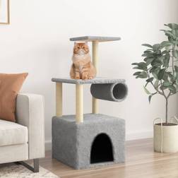 vidaXL Cat Tree with Sisal Scratching Posts 109.5 cm Light Grey