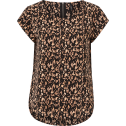 Only ONLVic Bluse - Hellbeige/Dunkelbeige/Schwarz