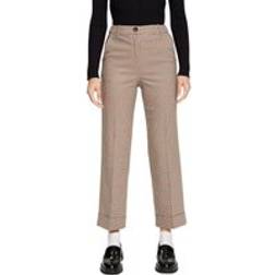 Esprit High-Rise Checked Trousers - Sand