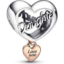 Pandora Love You Daughter Heart Charm - Silver/Rose Gold