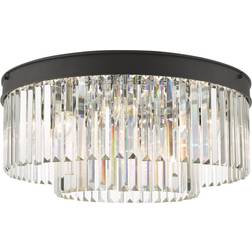 Dar Lighting Celeus Matt Black Ceiling Flush Light 62cm