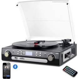 Digitnow Bluetooth record player with stereo speakers turntable for vinyl to mp3