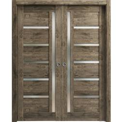 SartoDoors French Double Pocket Interior Door Frosted Glass (x96")