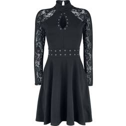 Turn Up Lace Dress - Black