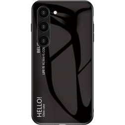 MAULUND Samsung Galaxy S23 Plus Glas Bagside Cover Hello Sort