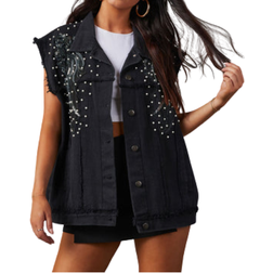 Vici Kearney Oversized Statement Denim Vest - Black