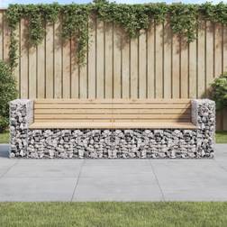 vidaXL Gabion Design 244x71x65.5 cm Solid Wood Pine Garden Bench