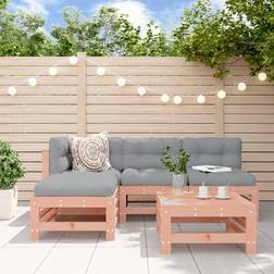 vidaXL 5-tlg Garten-Lounge-Set mit Kissen Massivholz Lounge-Set, 1 Tisch einschl. 3 Sofas