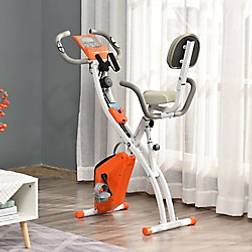 Homcom Folding Stationary Exercise Bike with Band Orange