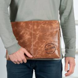 Leather laptopsleeve with name personalised laptopbag