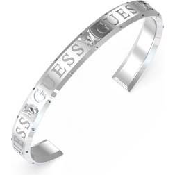 Guess Logo Round Bangle - Silver