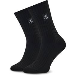 Calvin Klein Socks Women's CKJ Women 1P ICON Patch Crew Sock, Black, ONE