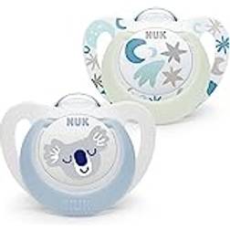 Nuk Star Day & Night Silikon-Schnuller blau/weiß 0-6m