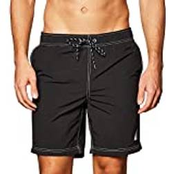 Nautica Men's Solid Quick Dry Classic Logo Swim Trunk - True Black