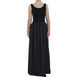 Dolce & Gabbana Black Gray Sheath Gown Full Length Dress IT40