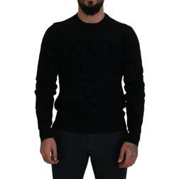 Dolce & Gabbana Black Wool Logo Pattern Crewneck Pullover Sweater IT44