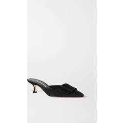 Manolo Blahnik Maysale Suede Mules - Black