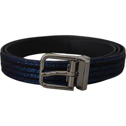 Dolce & Gabbana Blue Jacquard Stripe Silver Buckle Belt