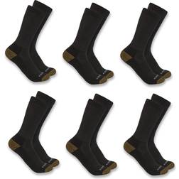 Carhartt Men's Midweight Crew Sock Pack, Black, Pack of 6