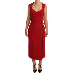 Dolce & Gabbana Red Sweetheart Sleeveless Midi Stretch Women's Dress