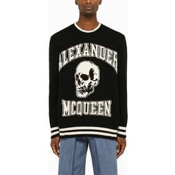 Alexander McQueen Sweater in Wool and Cashmere Blend with Skull Inlay