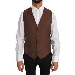 Dolce & Gabbana Brown Wool Silk Waistcoat Vest IT50