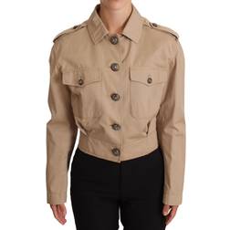 Dolce & Gabbana Beige Cropped Fitted Cotton Coat Jacket IT38