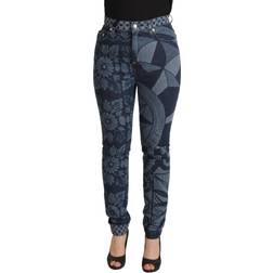 Dolce & Gabbana Blue Floral High Waist Skinny Denim Women's Jeans