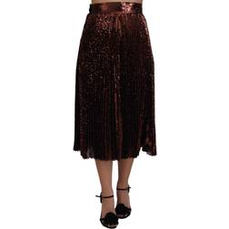 Dolce & Gabbana Bronze Sequined High Waist A-line Maxi Skirt IT44