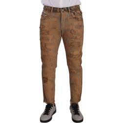 Dolce & Gabbana Brown Distressed Cotton Regular Denim Jeans IT48