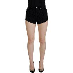 Dolce & Gabbana Black Denim Cotton Stretch Hot Pants Women's Shorts