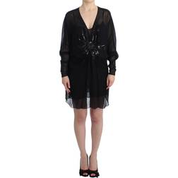 Roberto Cavalli Black long sleeve silk dress IT40