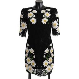 Dolce & Gabbana Black Floral Lace Chamomile Sicily Women's Dress