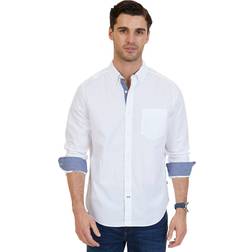 Nautica Men's Classic-Fit Stretch Solid Oxford Button-Down Shirt Bright White Bright White