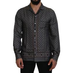 Dolce & Gabbana Gray Baroque Silk Satin Casual Men's Shirt