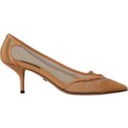 Dolce & Gabbana Elegant Mesh Pumps med Sølvkæder Beige