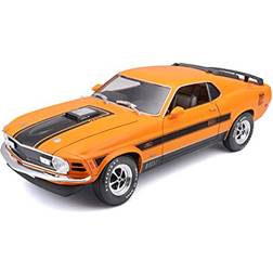 Collections Etc Maisto Ford Mustang Mach 1 1970 Modellauto im Maßstab 1:18, Türen, Kofferraum und Motorhaube beweglich, orange 531453O