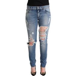 Dolce & Gabbana Blue Distressed Cotton Denim Skinny Jeans IT40