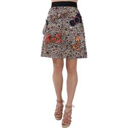 Dolce & Gabbana Silver Crystal Bow High Waist Mini Women's Skirt