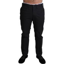 Dolce & Gabbana Black Cotton Stretch Dress Formal Trouser Pants IT48