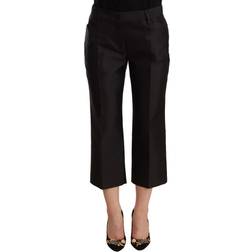 Dolce & Gabbana Black 100% Silk Flared Cropped Pants IT42