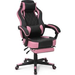 MoNiBloom MoNiBloom Ergonomic Racing Gaming Chair Teens Desk Seat with Headrest & Footrest and Lumbar Support for Bedroom Pink