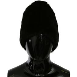 Dolce & Gabbana Black Silk Mink Fur Women Beanie Hat