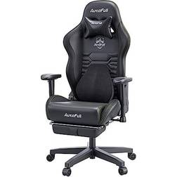 AutoFull Gaming Chair Ergonomic Gamer Chair with 3D Bionic Lumbar Support Racing Style PU Leather Computer Gaming Chair with Retractable Footrest,Black