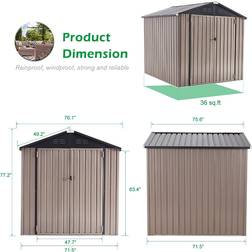 AECOJOY Outdoor Metal Storage Shed 6 (Building Area )