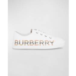 Burberry Icon Stripe Logo Cotton Lace-up Sneakers - White